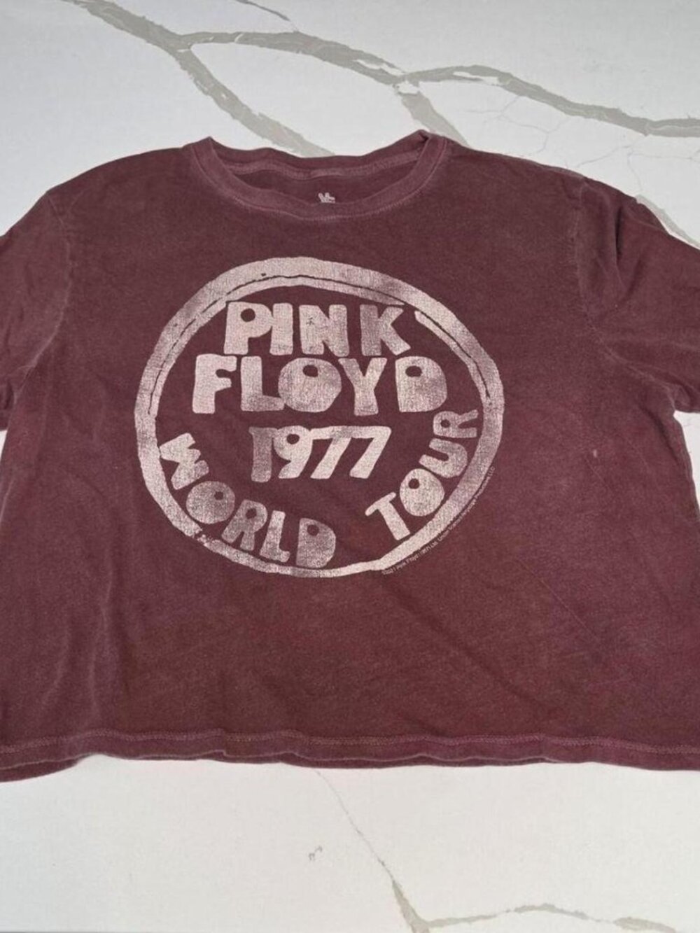 Junk Food Clothing - Pink Floyd World Tour Mineral Wash Cropped Band Tee